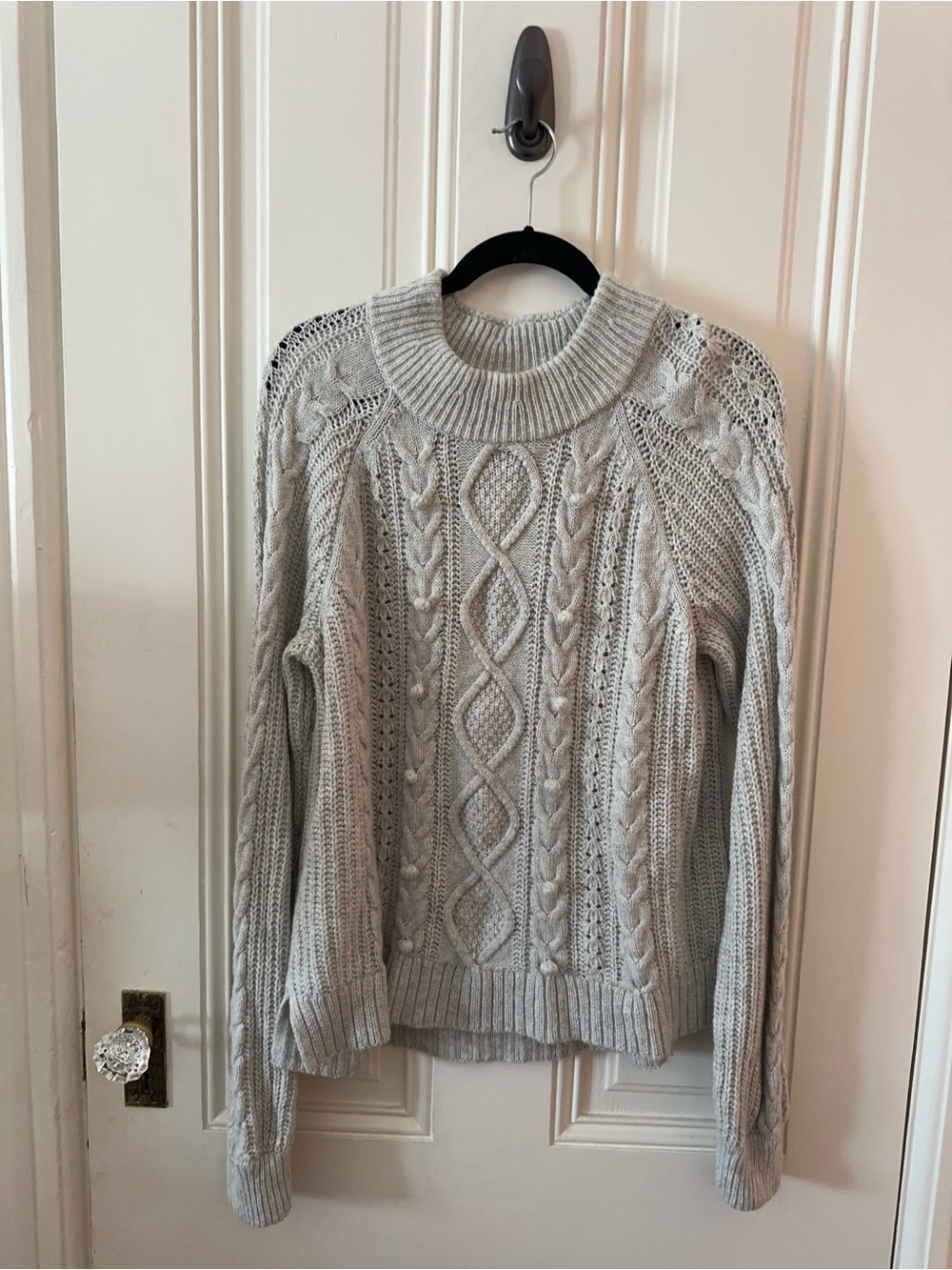 J. Crew Light Gray Cable Turtleneck Sweater